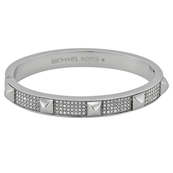 Michael Kors Jewelry - Michael Kors Pavé Studded Silver-Tone Bangle Bracelet